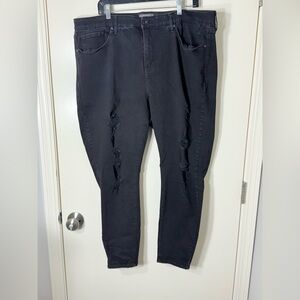 Torrid Black Sky High Skinny‎ Destructed Jeans Plus Size 22R